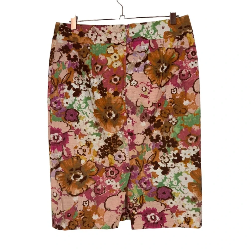 J.Crew Womens Watercolor Floral Pencil Skirt Cotton Sz 6 Preppy Feminine Office